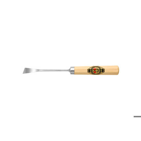 Bildhauerbeitel 12 mm - Gekröpftes Rechtsschräges Balleisen - Stich 1