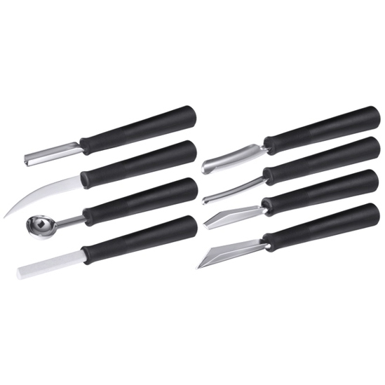8-teiliges Schnitzmesser-Set aus gehärtetem Edelstahl 18/0 mit ergonomischen Griffen