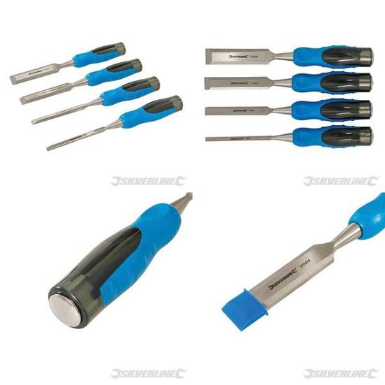 Stechbeitel Set - 4-teilig - 6mm, 13mm, 19mm, 25mm - Hochwertige Stemmeisen und Schnitzmesser für Holzarbeiten