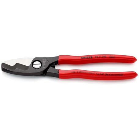 KNIPEX VDE-Kabelschere 95 11 200 - Doppelschneide, Kunststoffüberzogen, brüniert, 200 mm