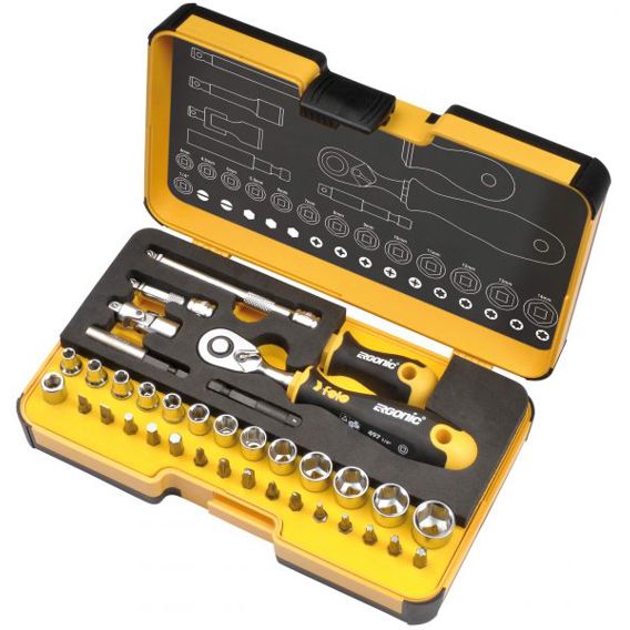 Felo ERGONIC Schraubendreher Werkzeugsatz R-GO XL – 36-teilig, 1/4 Zoll