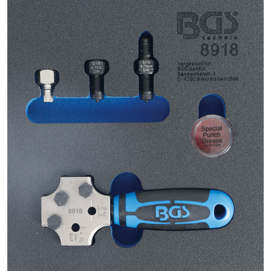 Bördelgerät 1/6 - Werkstattwageneinlage | SAE & DIN 4,75 mm (3/16")