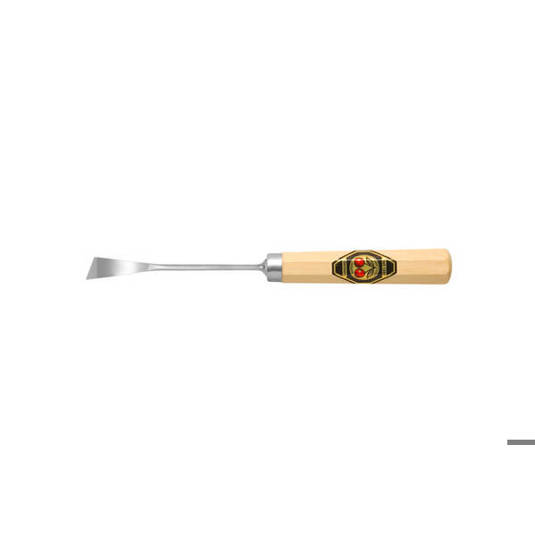 Gekröpfter Bildhauerbeitel 2 mm - Rechtsschräges Balleisen (Stich 1)